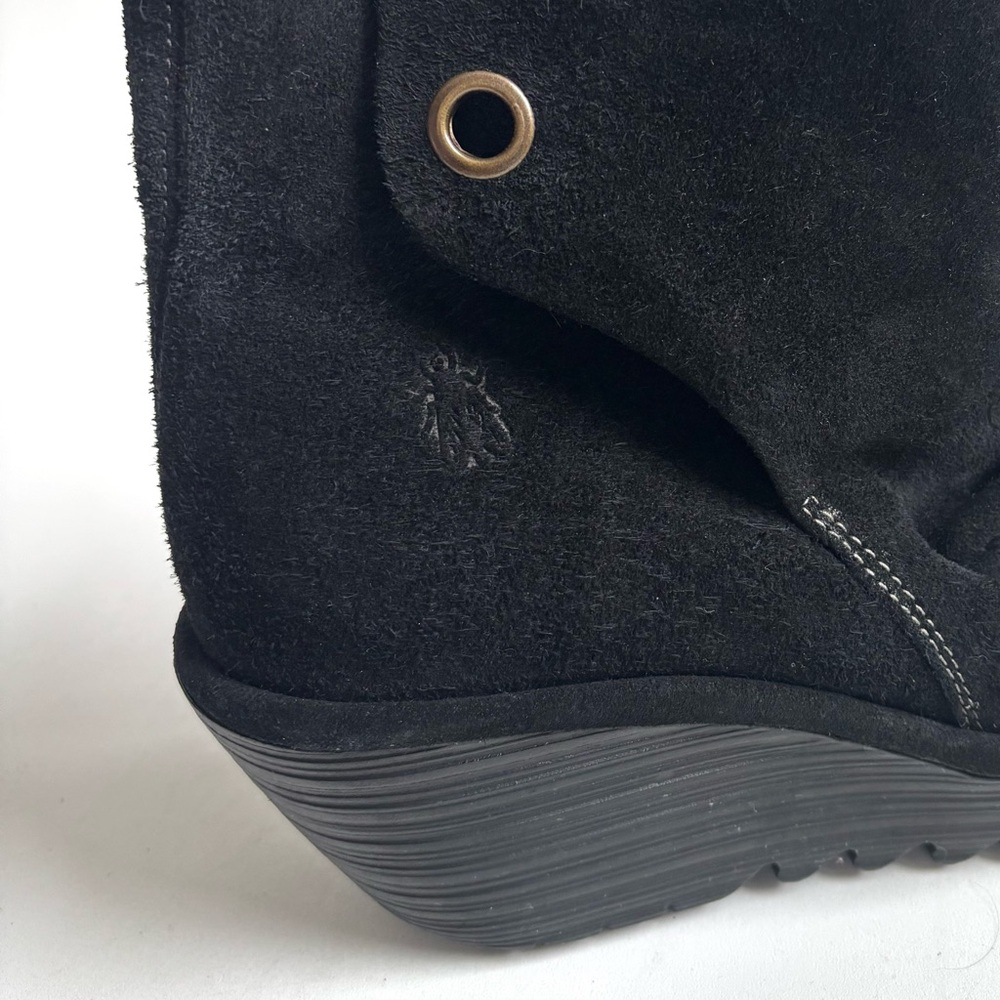 Fly London Yama Suede Wedge Ankle Boots Black Size EU 39 US 8-8.5 - Picture 5 of 16